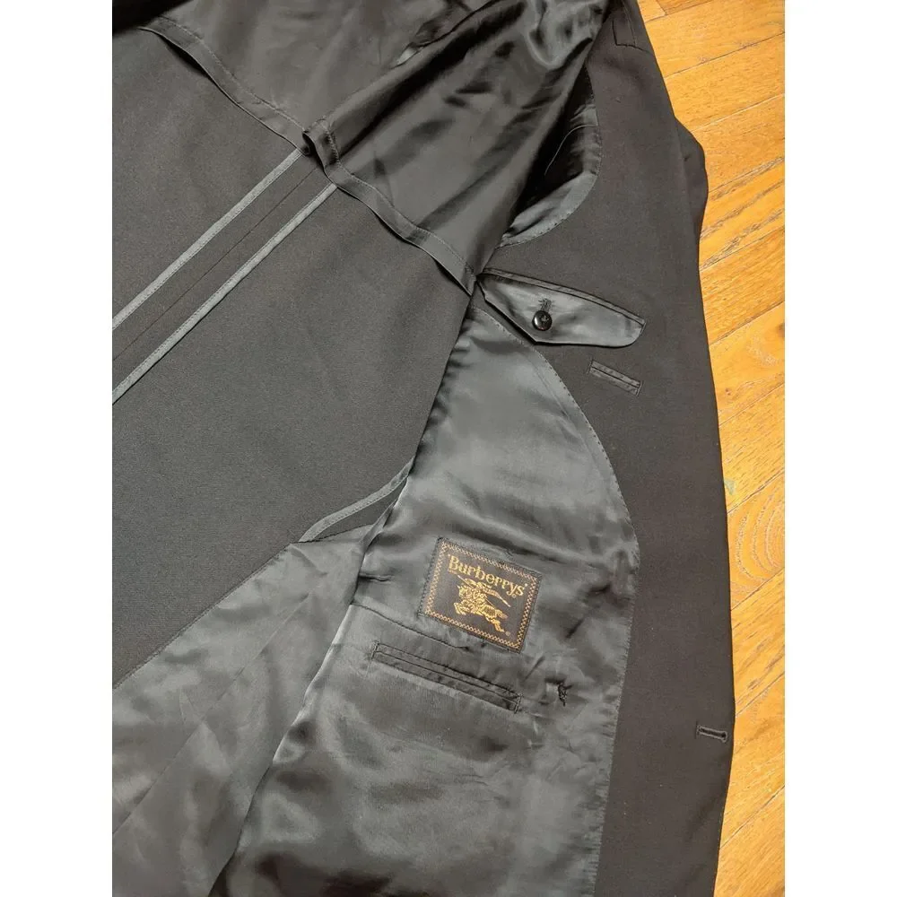 Vintage Burberry Double Brest Blazer Jacket Men's Sport Coat Black